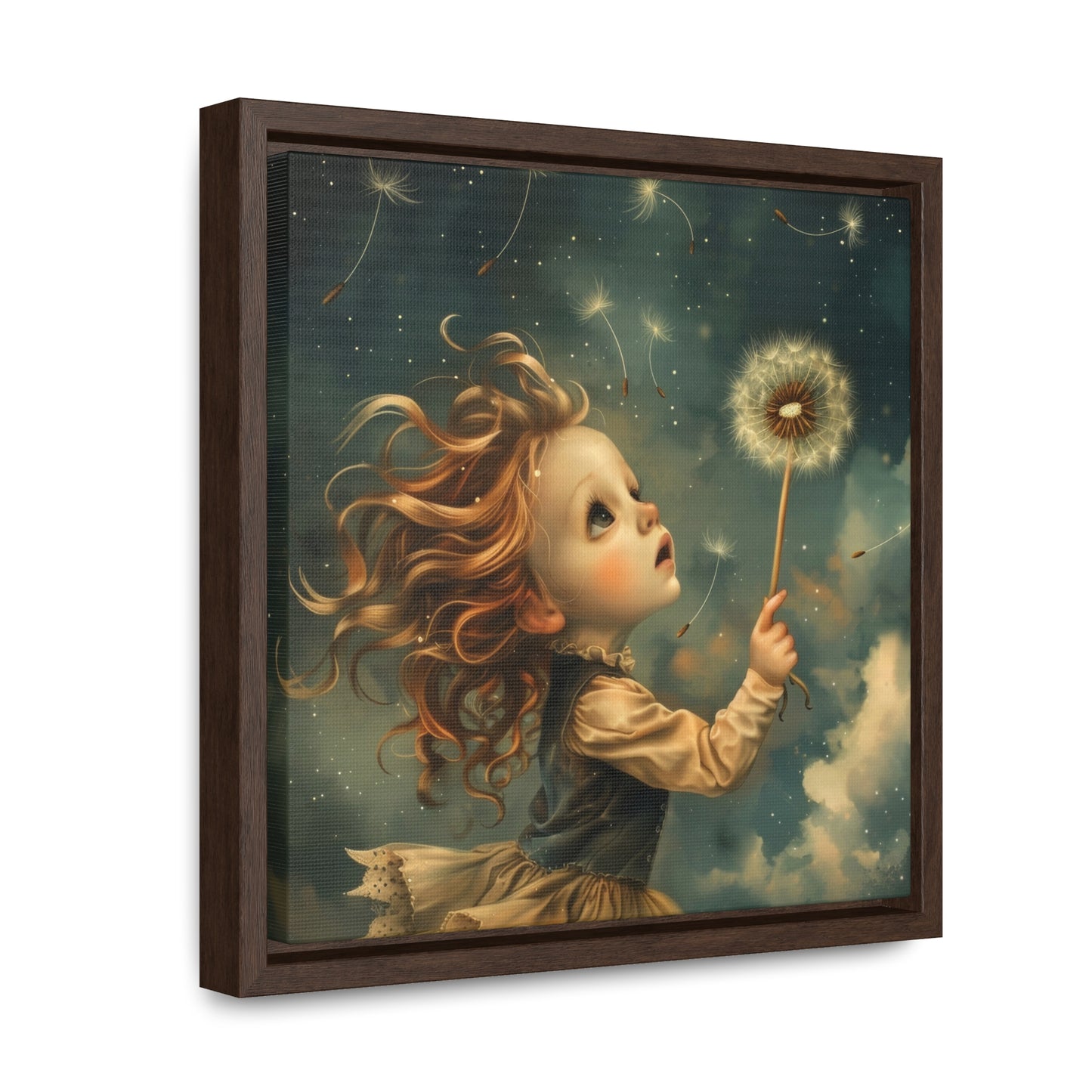 Dandelion seeds take flight (Gallery Canvas Wraps, Square Frame)