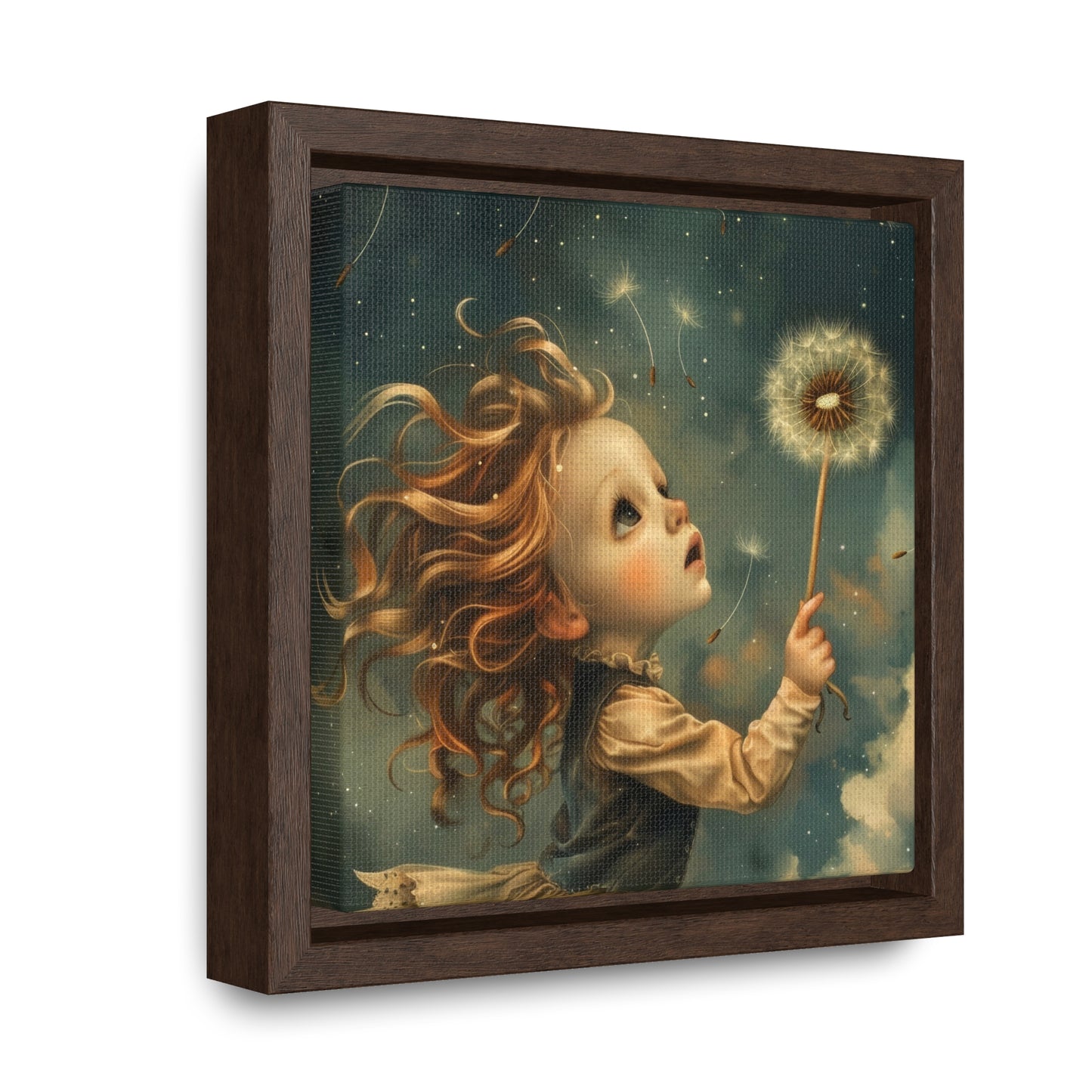 Dandelion seeds take flight (Gallery Canvas Wraps, Square Frame)