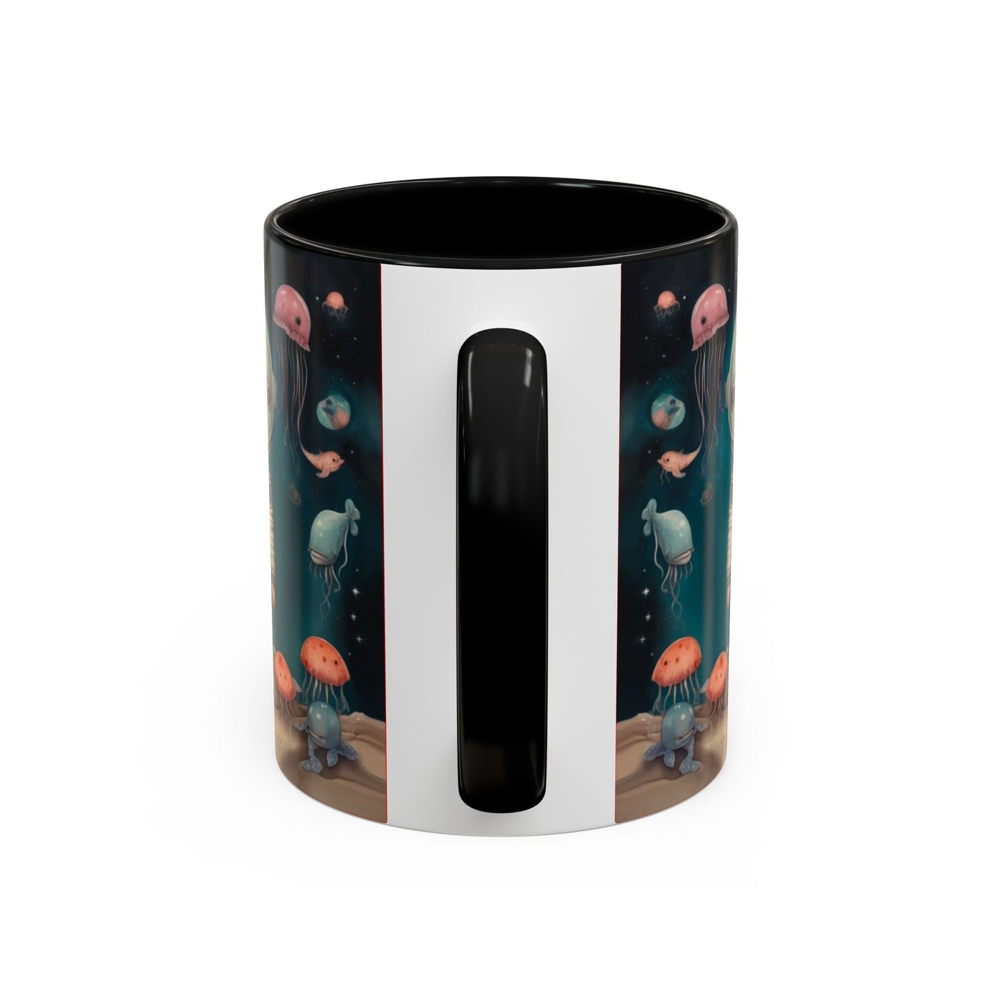 Celestial Oceanic creatures in Space -Accent Coffee Mug, 11oz