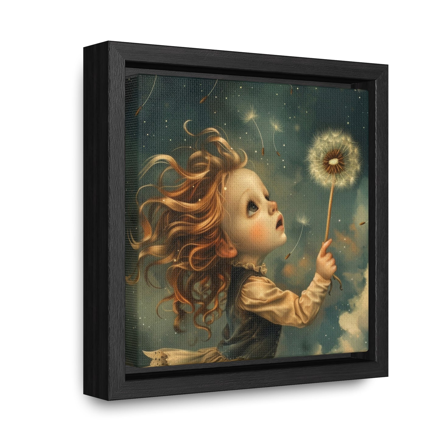 Dandelion seeds take flight (Gallery Canvas Wraps, Square Frame)