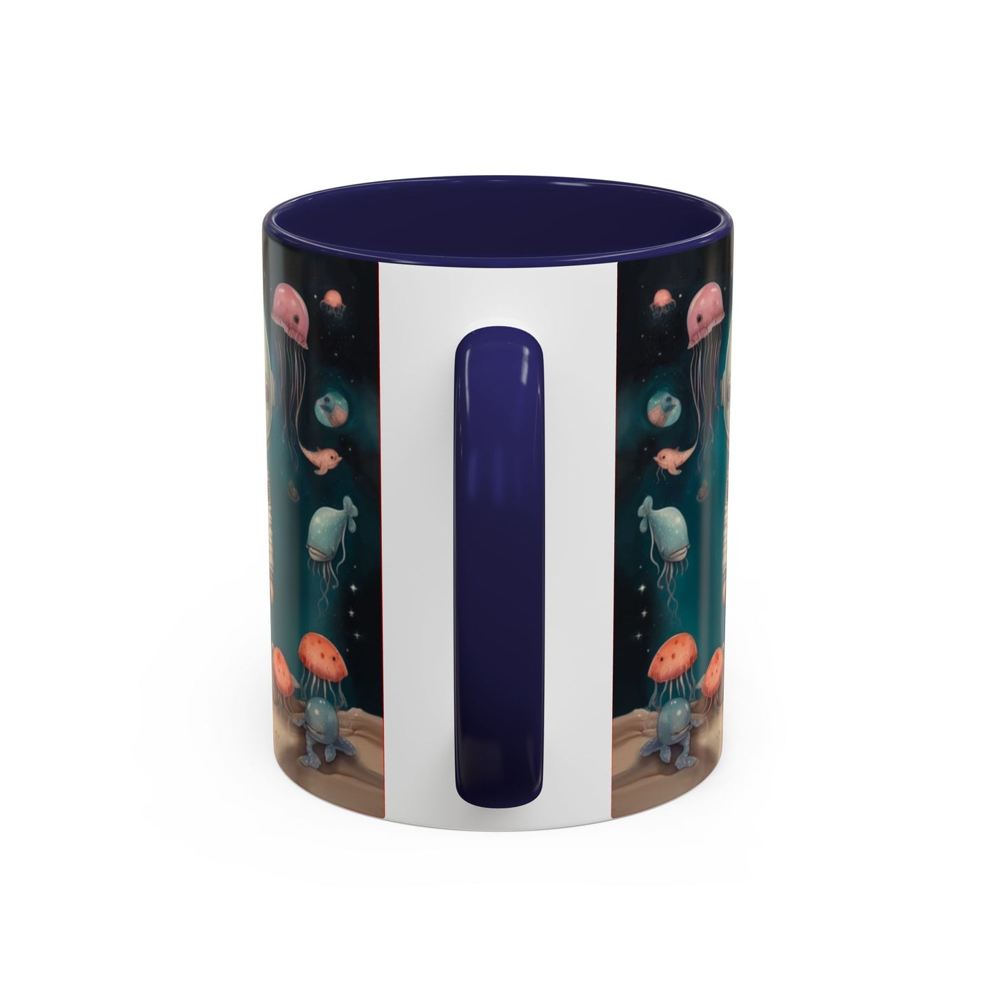 Celestial Oceanic creatures in Space -Accent Coffee Mug, 11oz