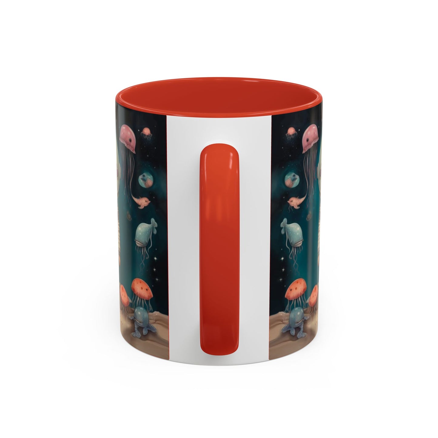 Celestial Oceanic creatures in Space -Accent Coffee Mug, 11oz