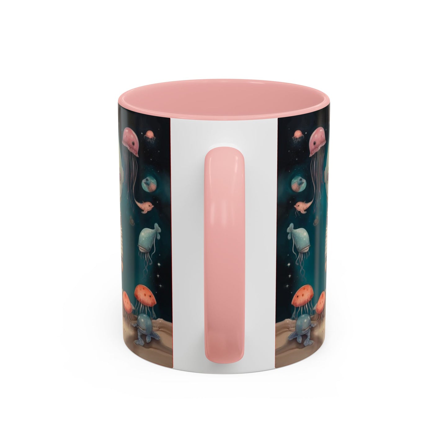 Celestial Oceanic creatures in Space -Accent Coffee Mug, 11oz