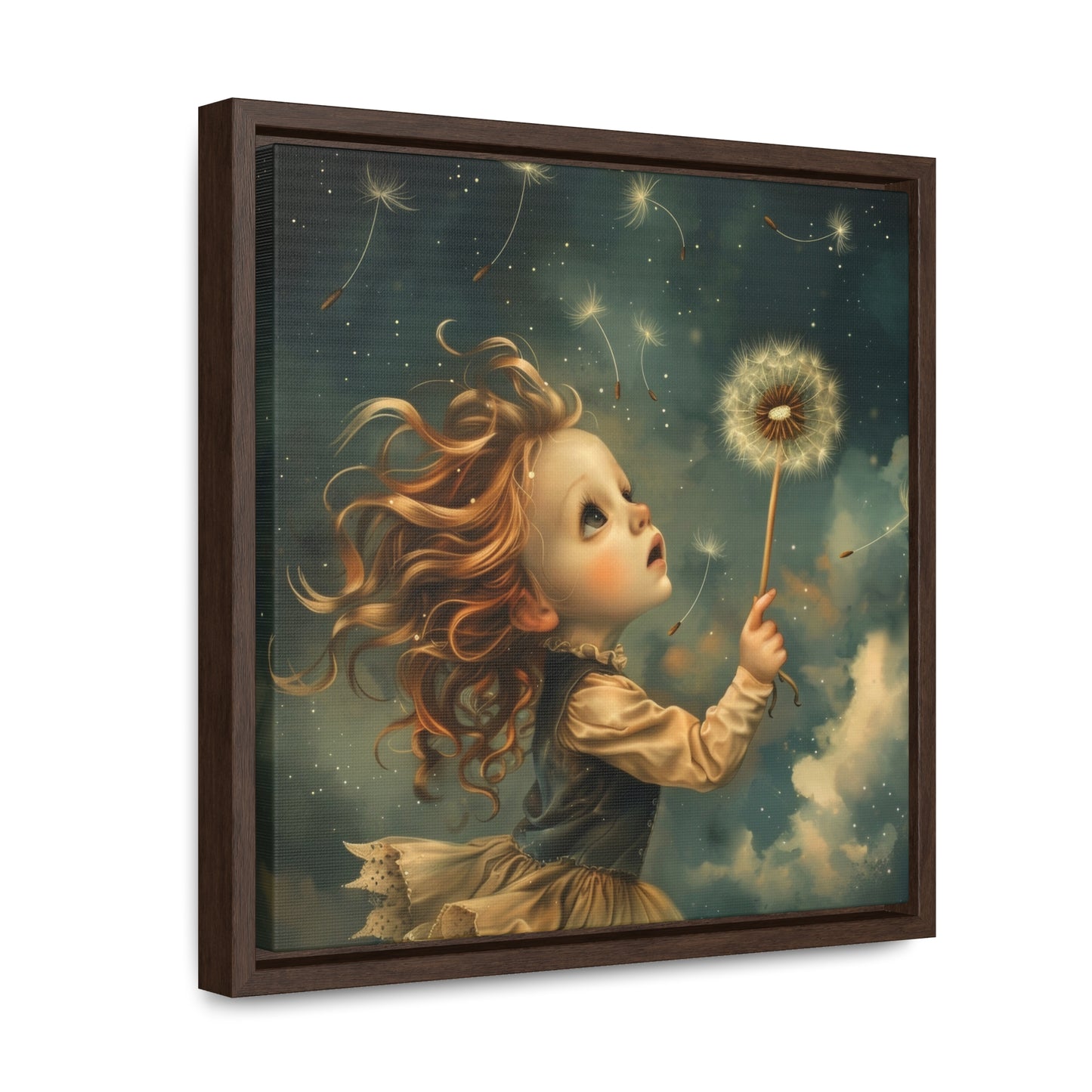 Dandelion seeds take flight (Gallery Canvas Wraps, Square Frame)