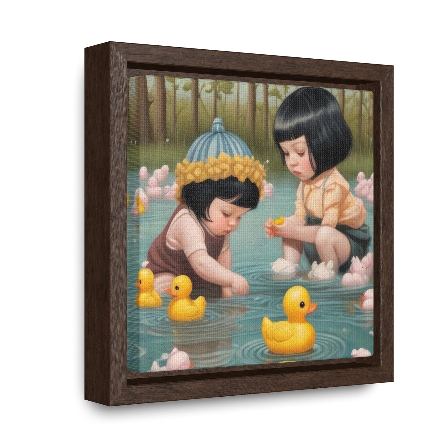 Two kids and Rubber Duckies (Gallery Canvas Wraps, Square Frame)