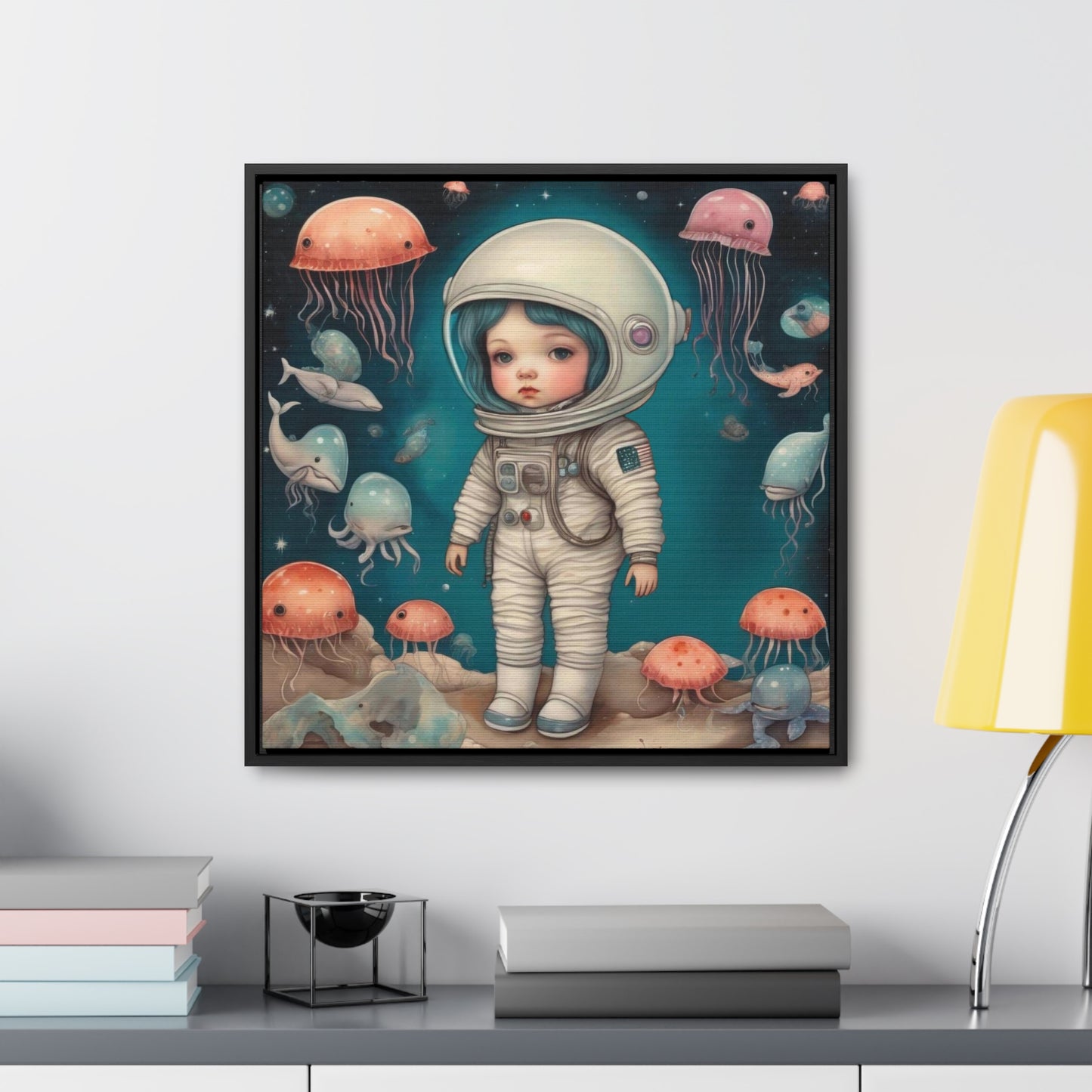 Girl in a celestial sea space (Gallery Canvas Wraps, Square Frame)