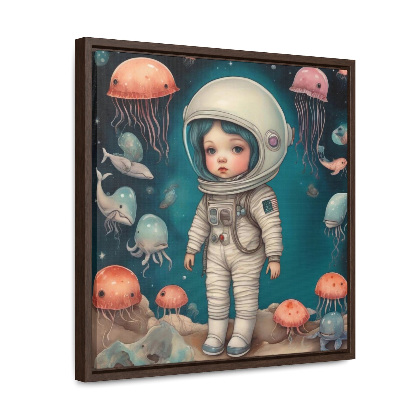 Girl in a celestial sea space (Gallery Canvas Wraps, Square Frame)