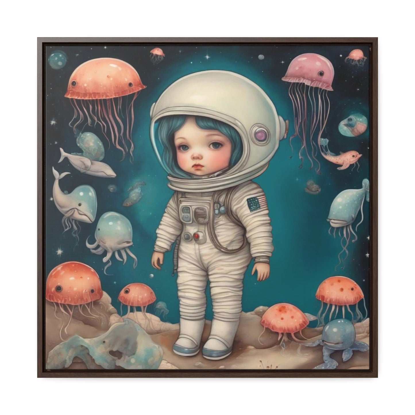 Girl in a celestial sea space (Gallery Canvas Wraps, Square Frame)