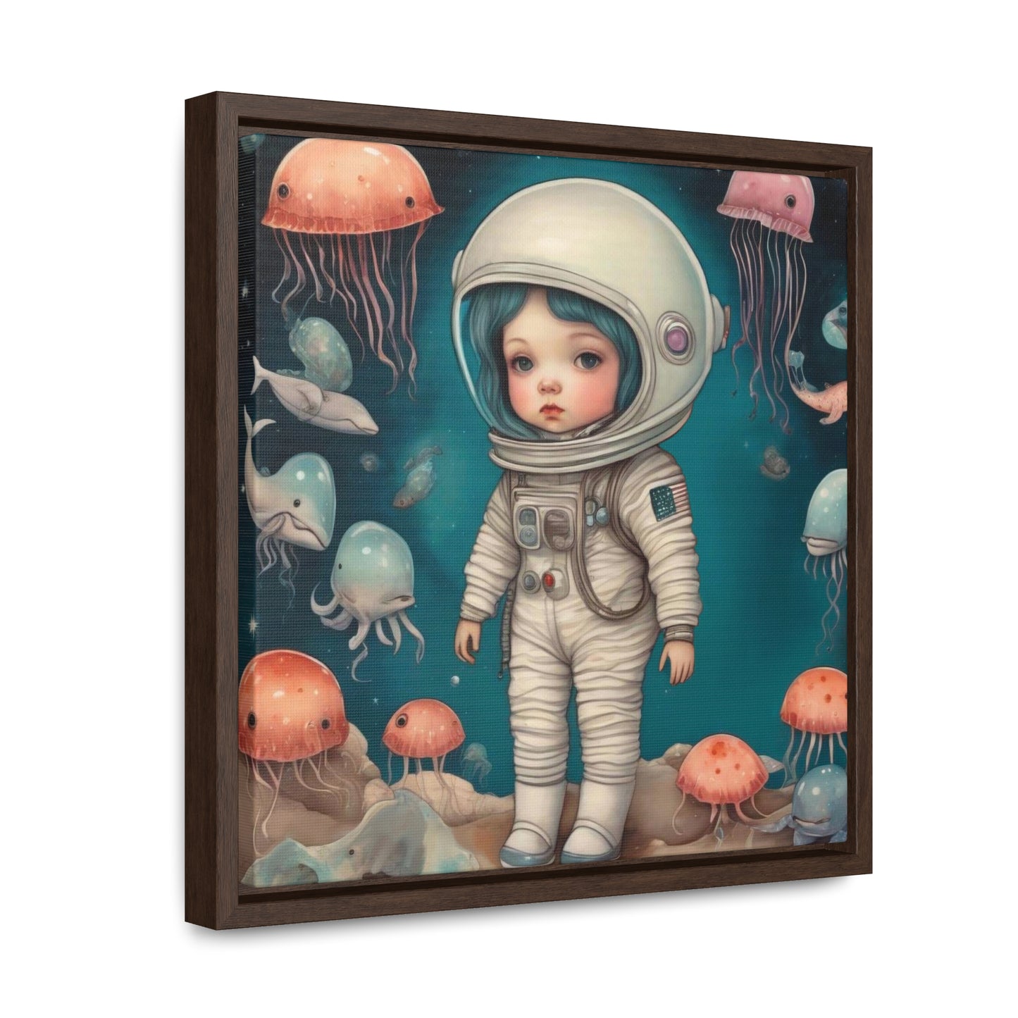 Girl in a celestial sea space (Gallery Canvas Wraps, Square Frame)