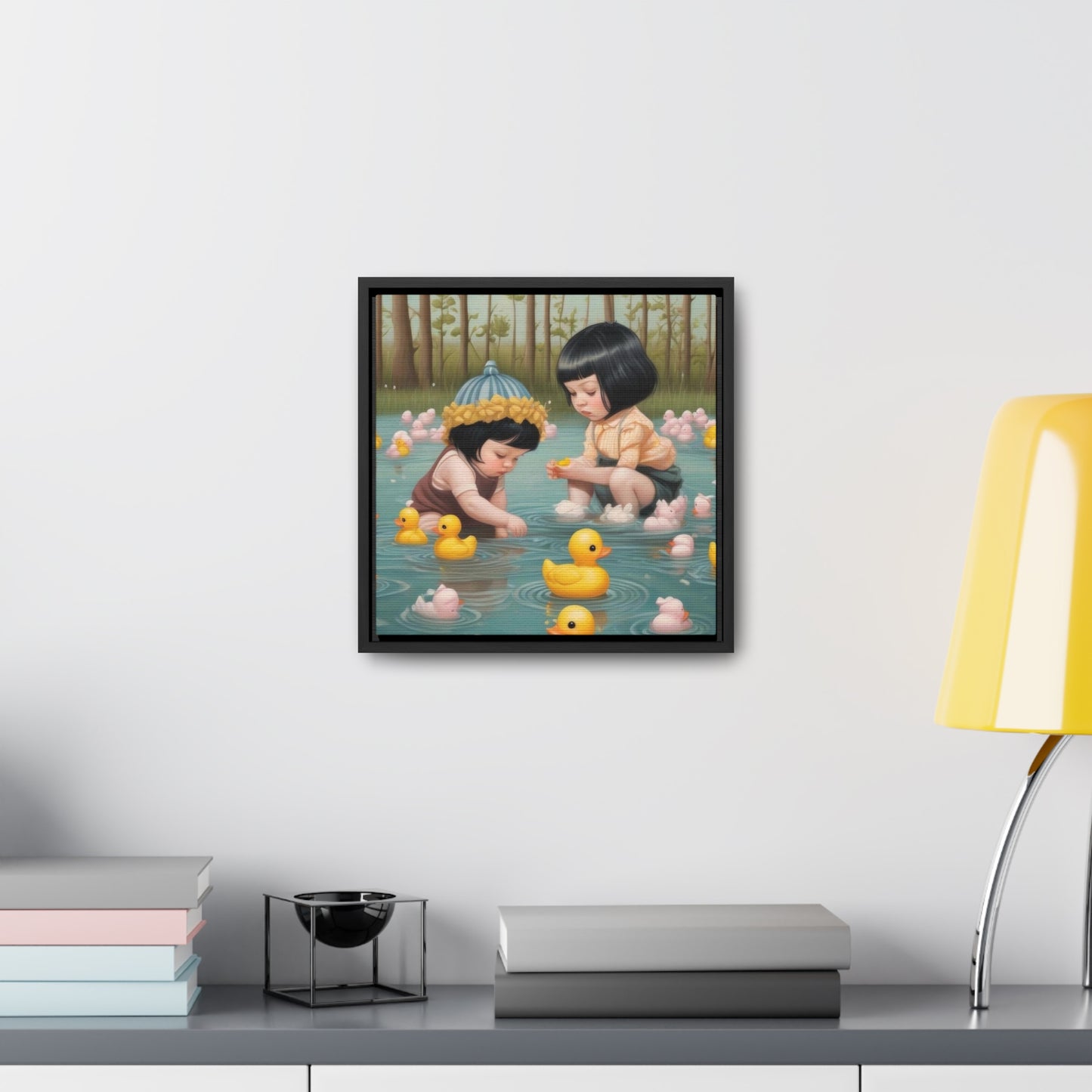 Two kids and Rubber Duckies (Gallery Canvas Wraps, Square Frame)