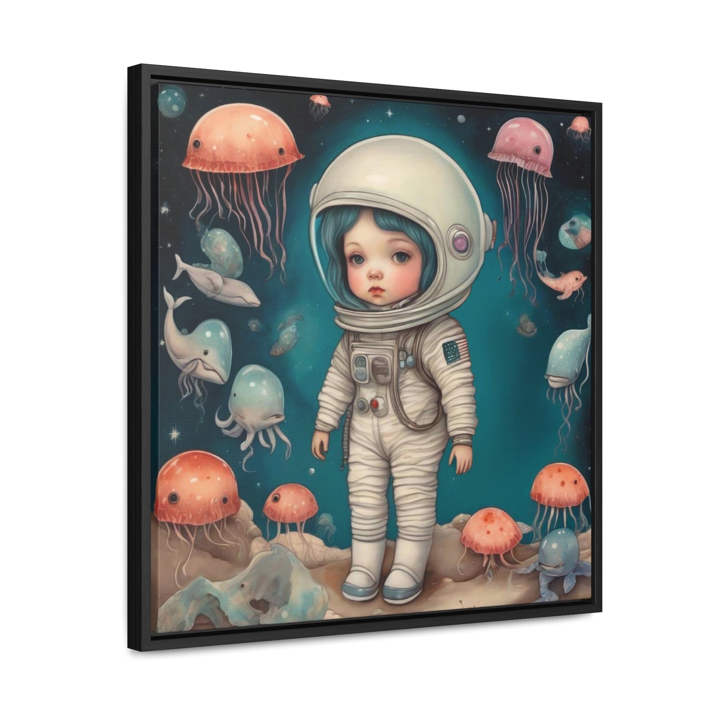 Girl in a celestial sea space (Gallery Canvas Wraps, Square Frame)