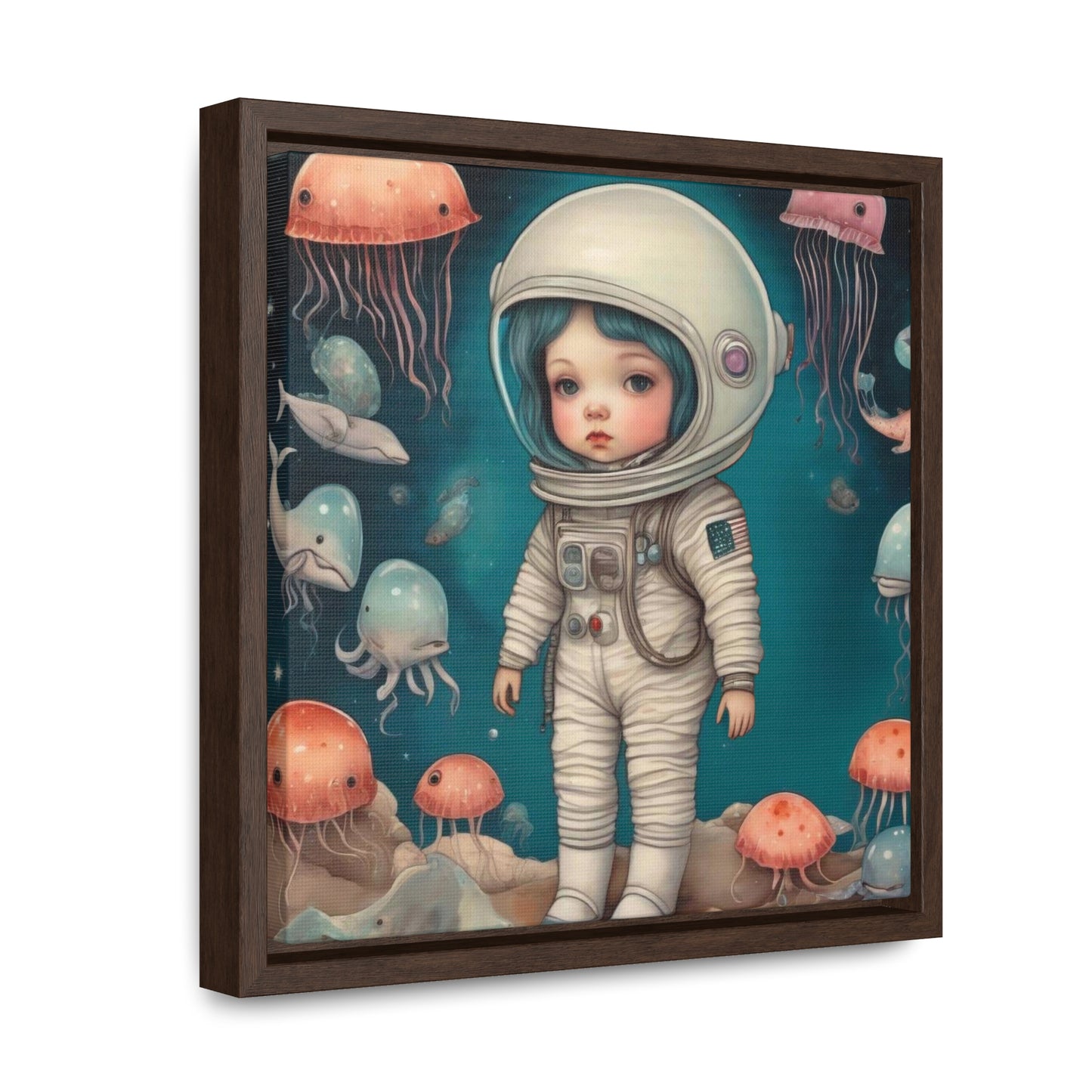 Girl in a celestial sea space (Gallery Canvas Wraps, Square Frame)