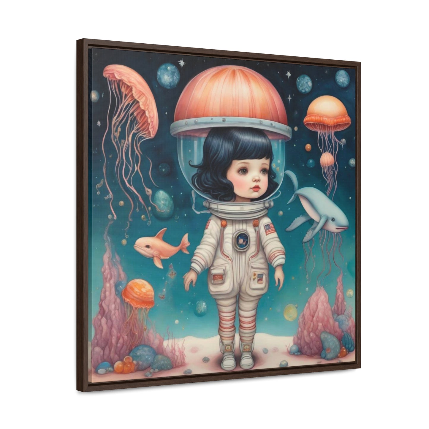 Jelly Space Suit in the Ocean (Gallery Canvas Wraps, Square Frame)