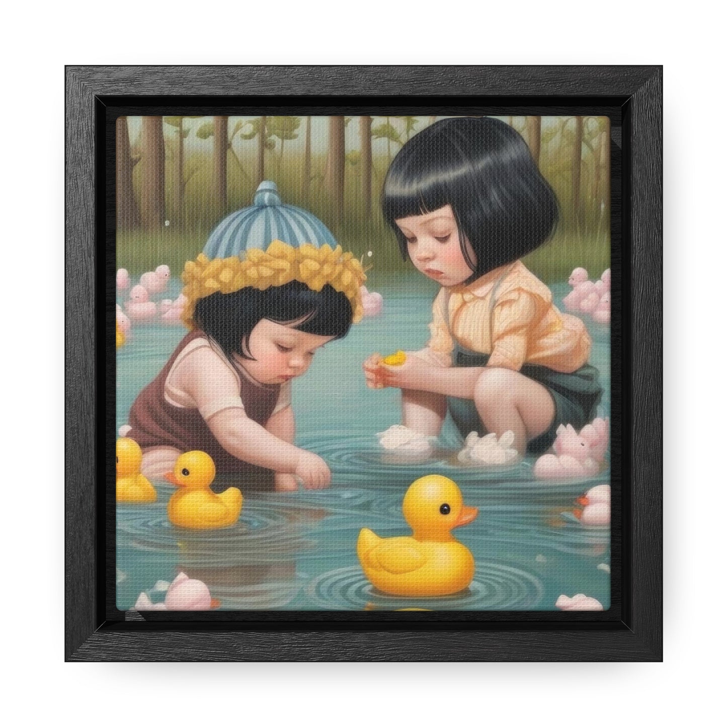 Two kids and Rubber Duckies (Gallery Canvas Wraps, Square Frame)