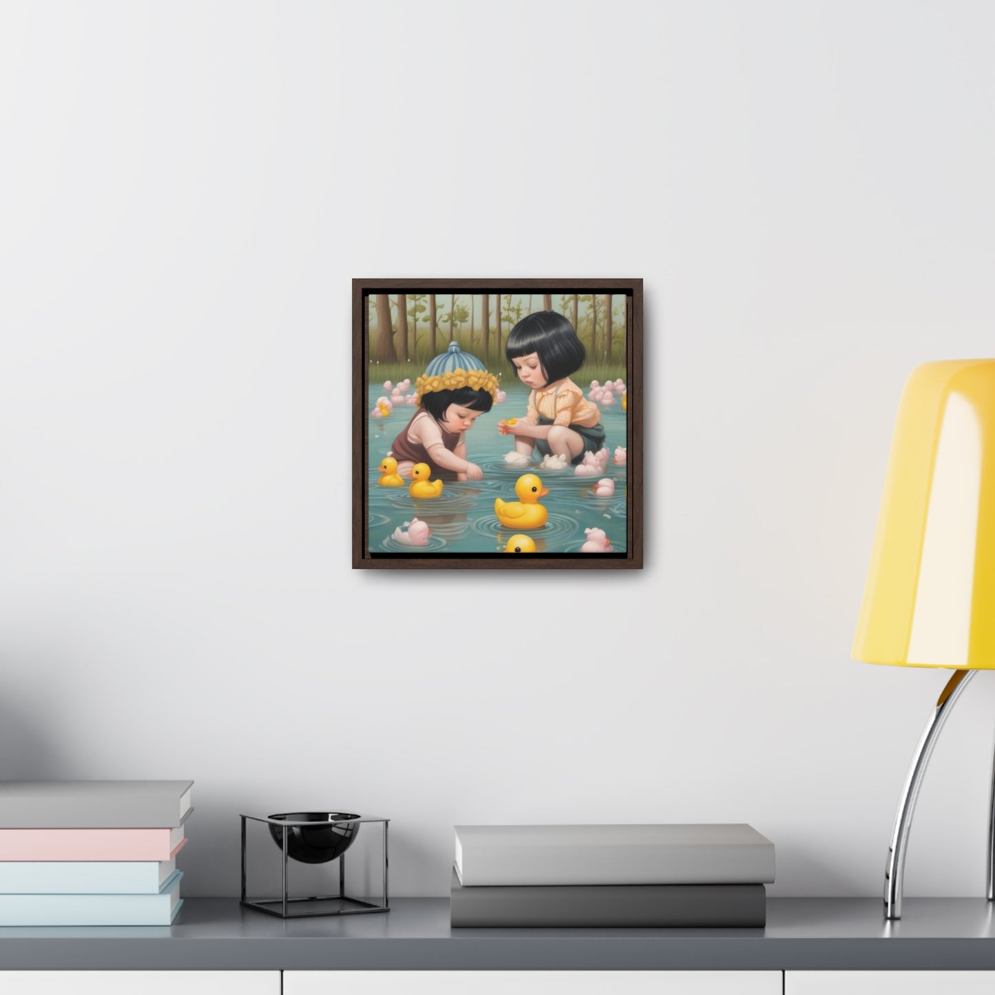 Two kids and Rubber Duckies (Gallery Canvas Wraps, Square Frame)