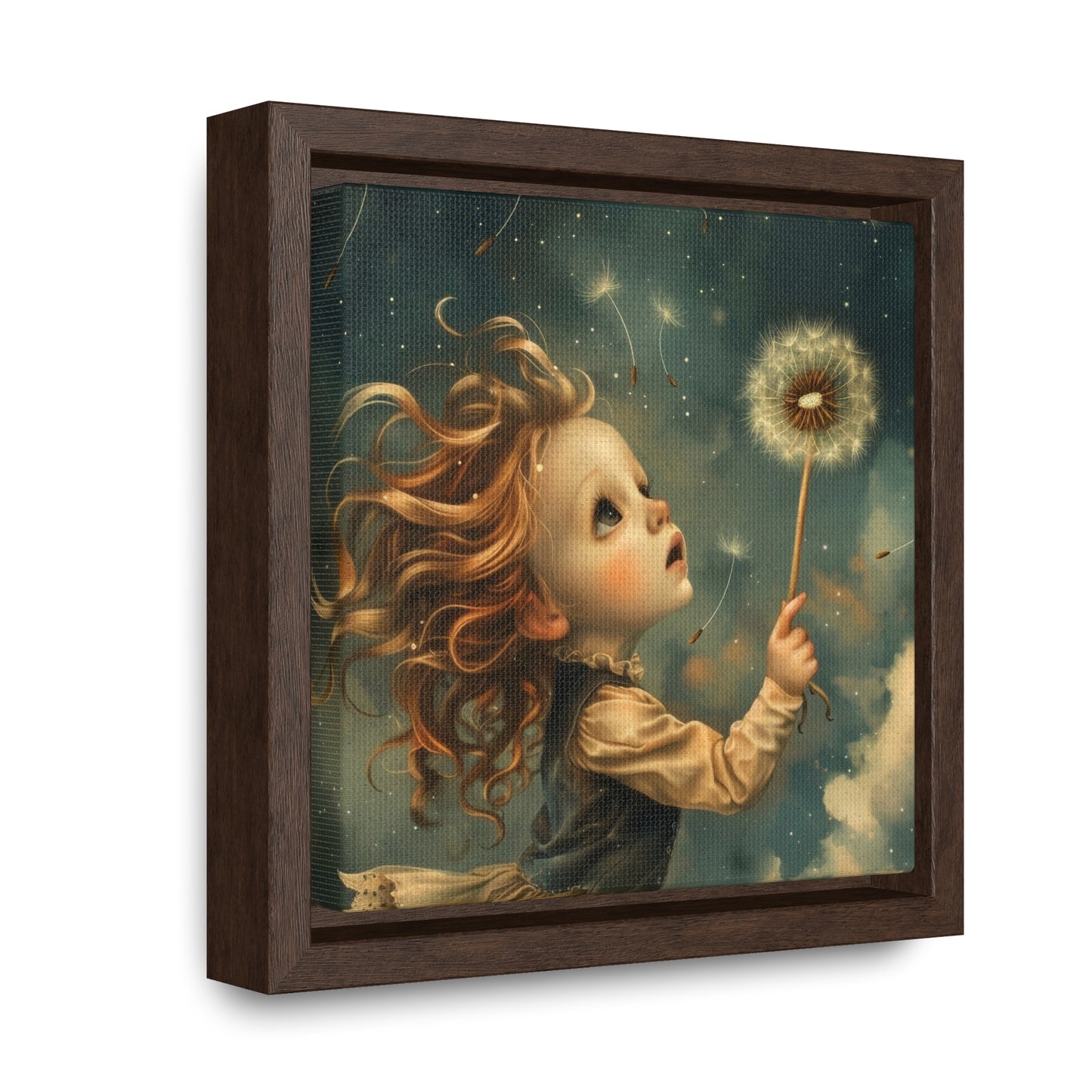 Dandelion seeds take flight (Gallery Canvas Wraps, Square Frame)