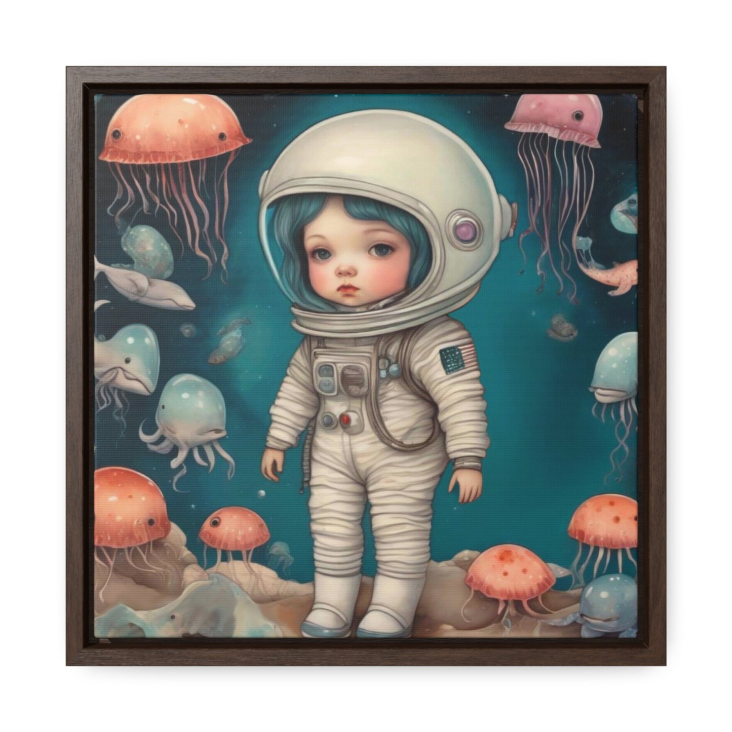 Girl in a celestial sea space (Gallery Canvas Wraps, Square Frame)