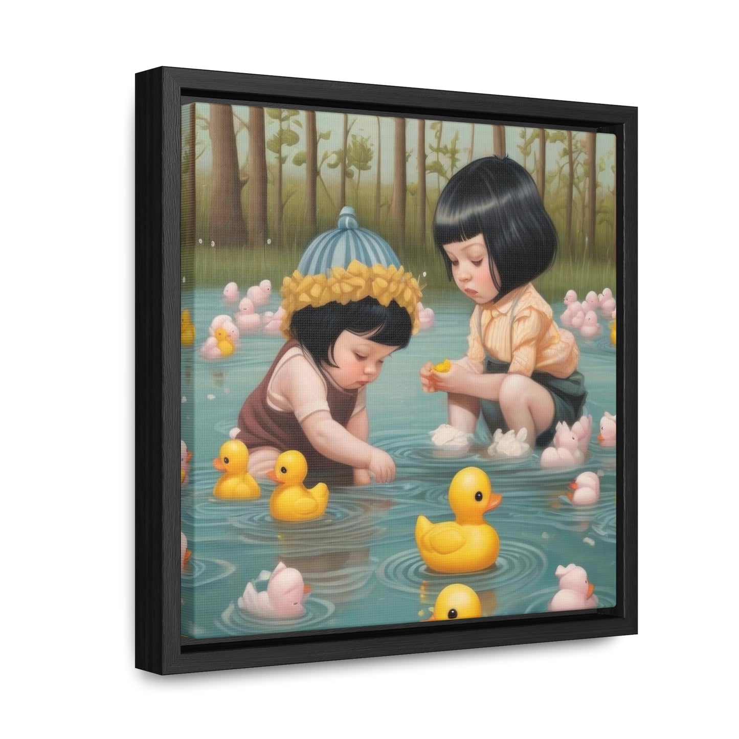 Two kids and Rubber Duckies (Gallery Canvas Wraps, Square Frame)