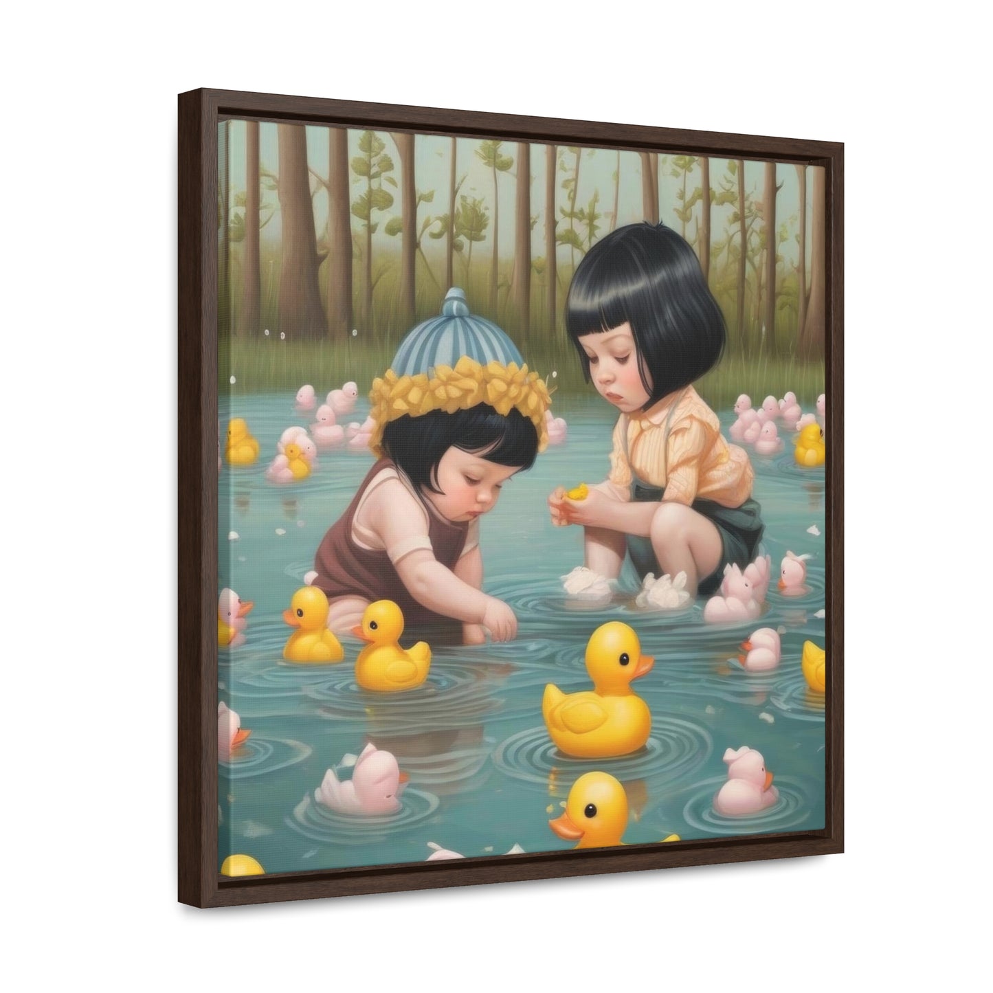 Two kids and Rubber Duckies (Gallery Canvas Wraps, Square Frame)