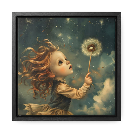 Dandelion seeds take flight (Gallery Canvas Wraps, Square Frame)