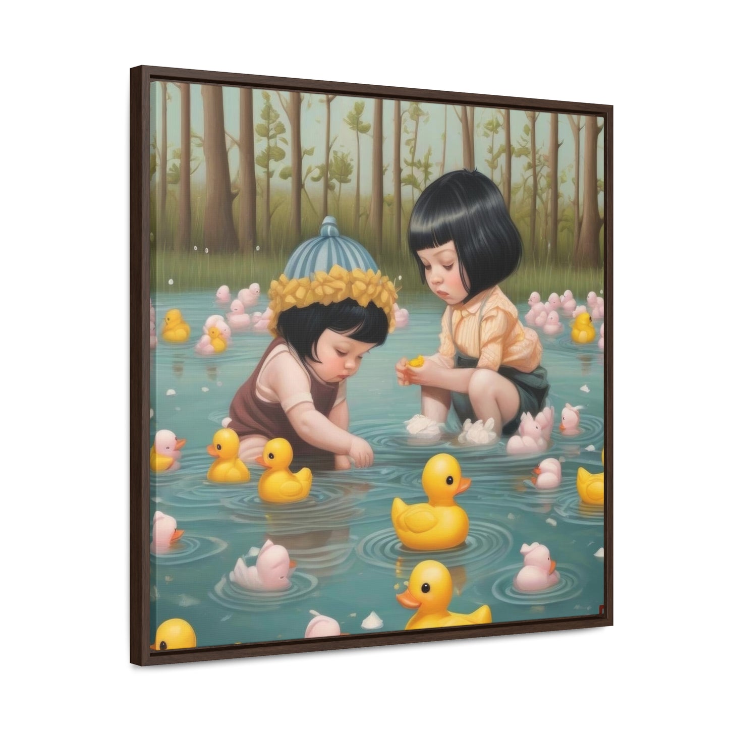 Two kids and Rubber Duckies (Gallery Canvas Wraps, Square Frame)