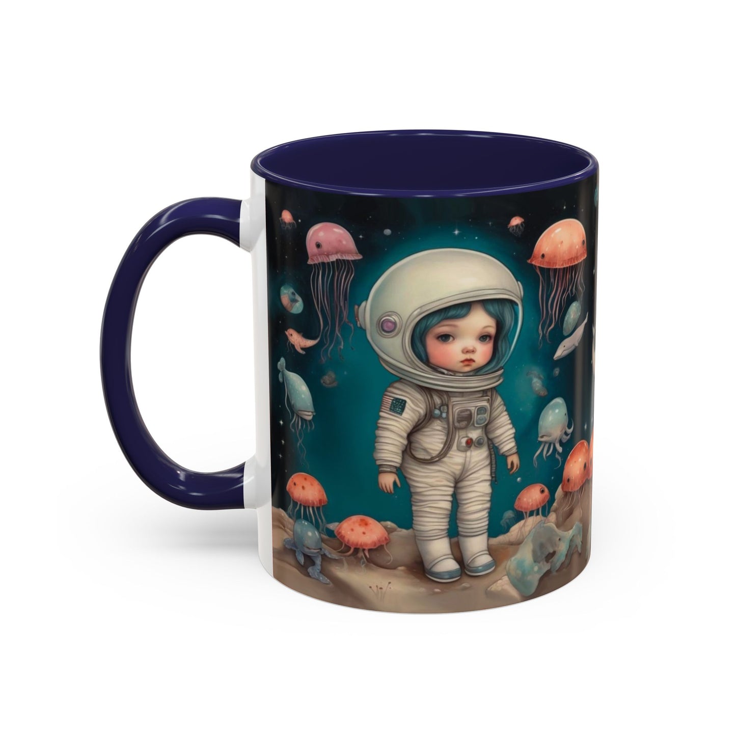 Celestial Oceanic creatures in  Space -Accent Coffee Mug, 11oz