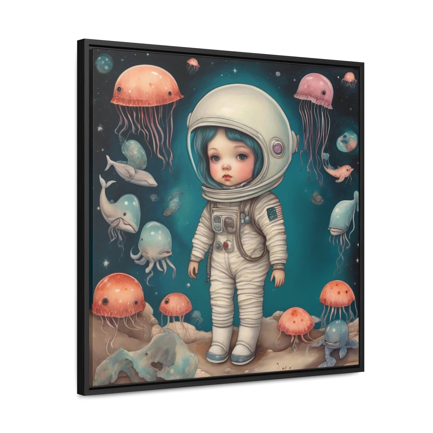 Girl in a celestial sea space (Gallery Canvas Wraps, Square Frame)