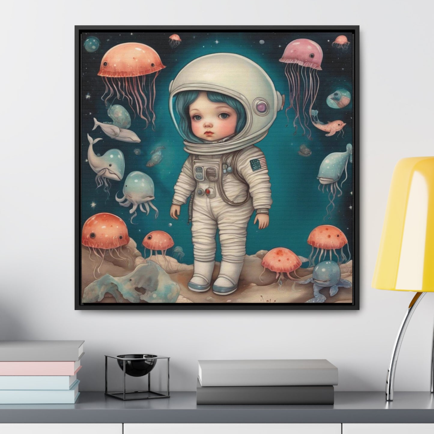 Girl in a celestial sea space (Gallery Canvas Wraps, Square Frame)