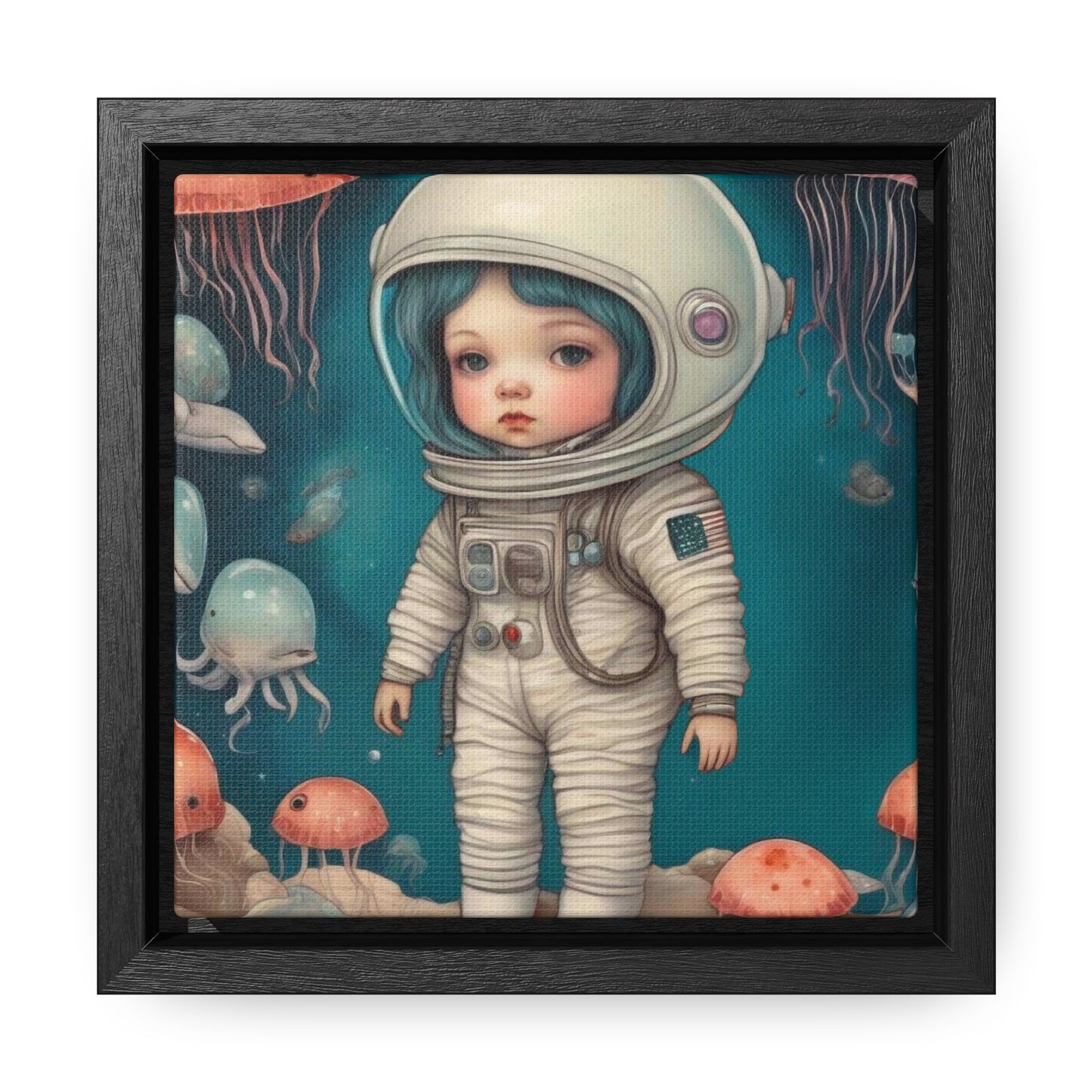 Girl in a celestial sea space (Gallery Canvas Wraps, Square Frame)