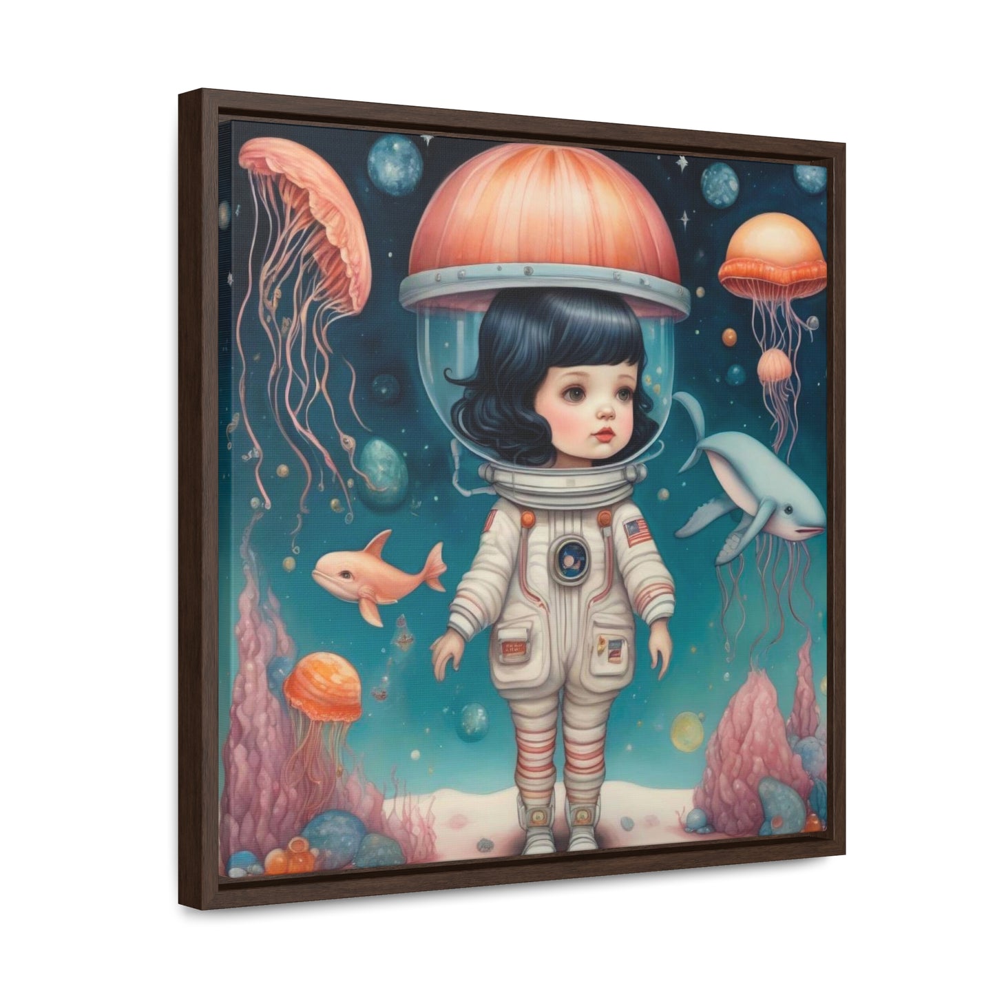 Jelly Space Suit in the Ocean (Gallery Canvas Wraps, Square Frame)