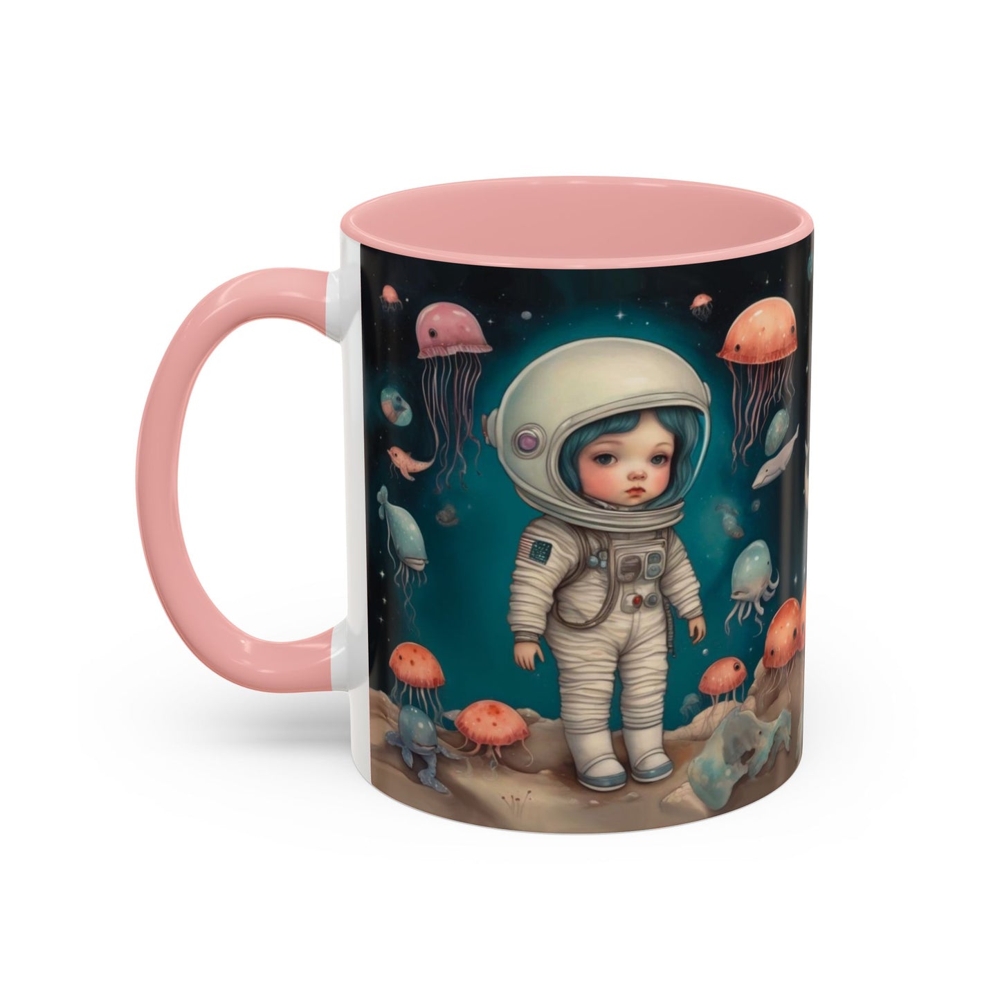 Celestial Oceanic creatures in  Space -Accent Coffee Mug, 11oz