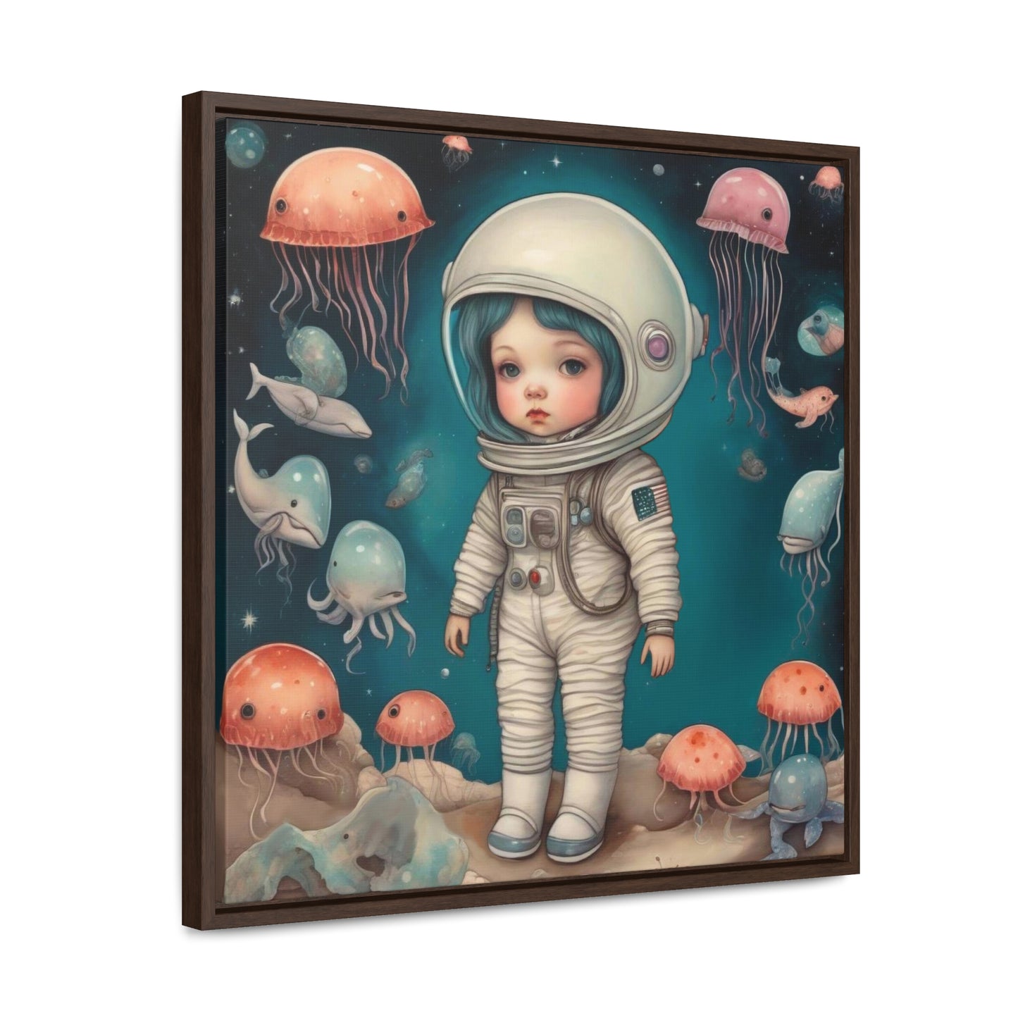 Girl in a celestial sea space (Gallery Canvas Wraps, Square Frame)