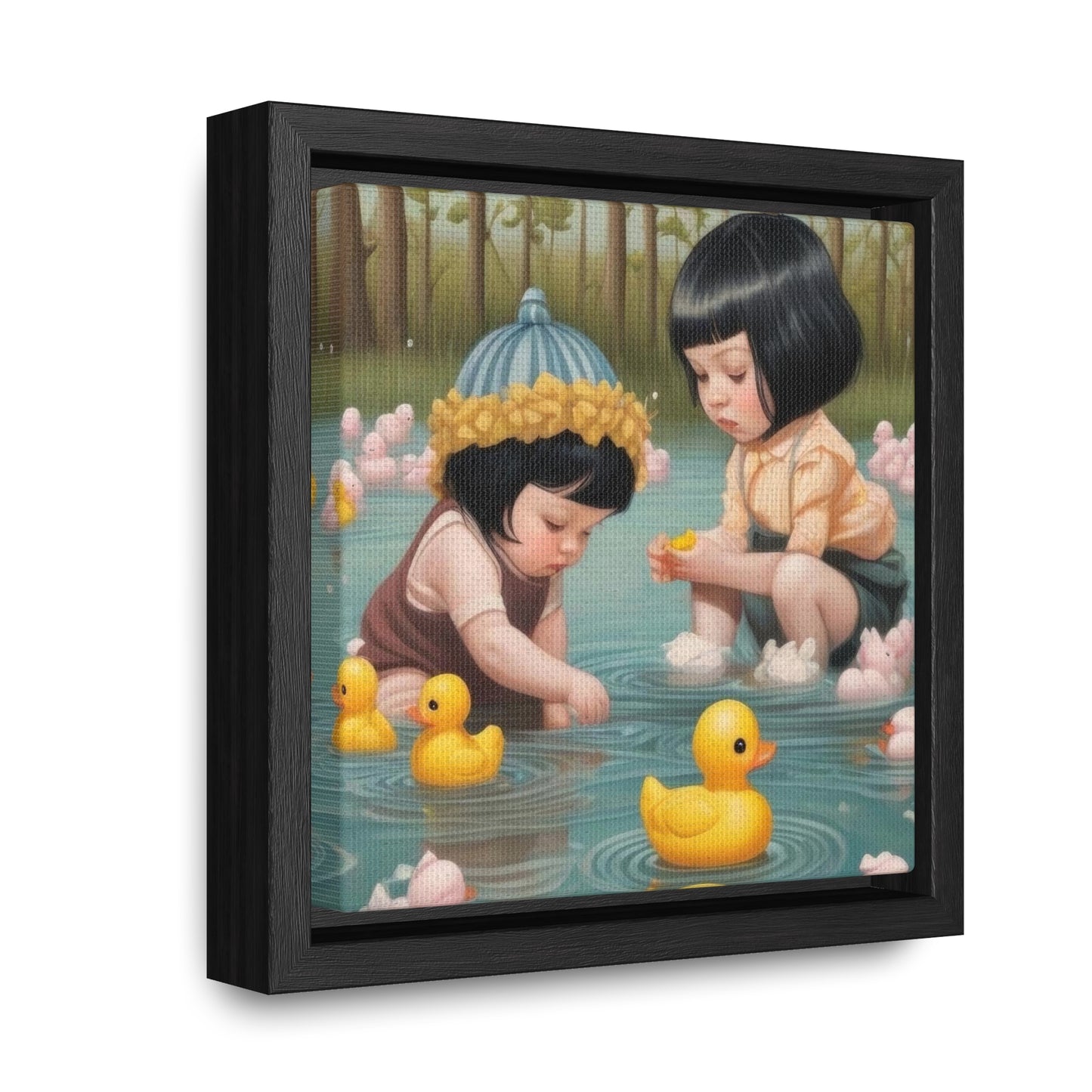 Two kids and Rubber Duckies (Gallery Canvas Wraps, Square Frame)