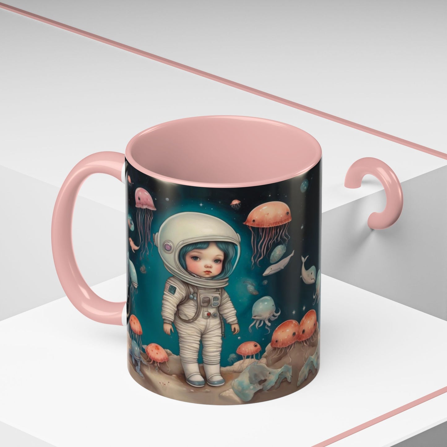 Celestial Oceanic creatures in  Space -Accent Coffee Mug, 11oz