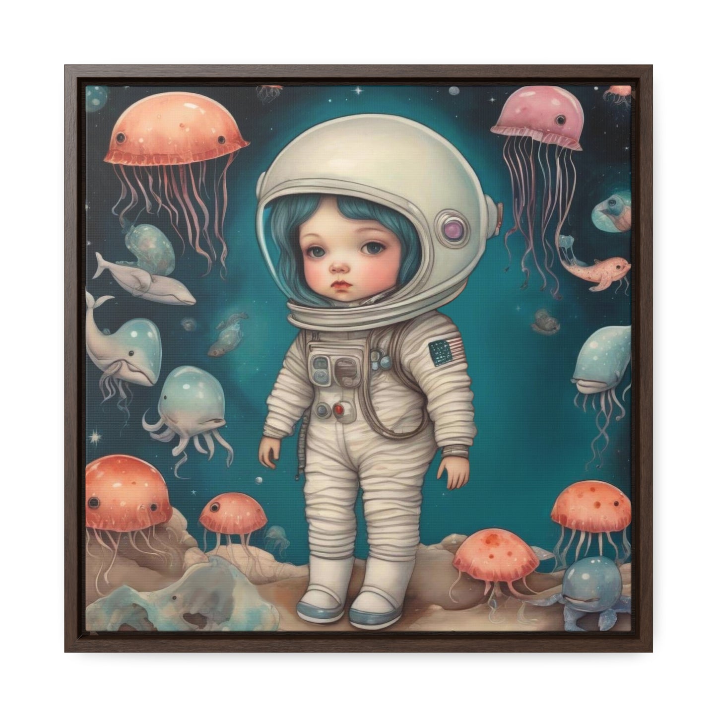 Girl in a celestial sea space (Gallery Canvas Wraps, Square Frame)