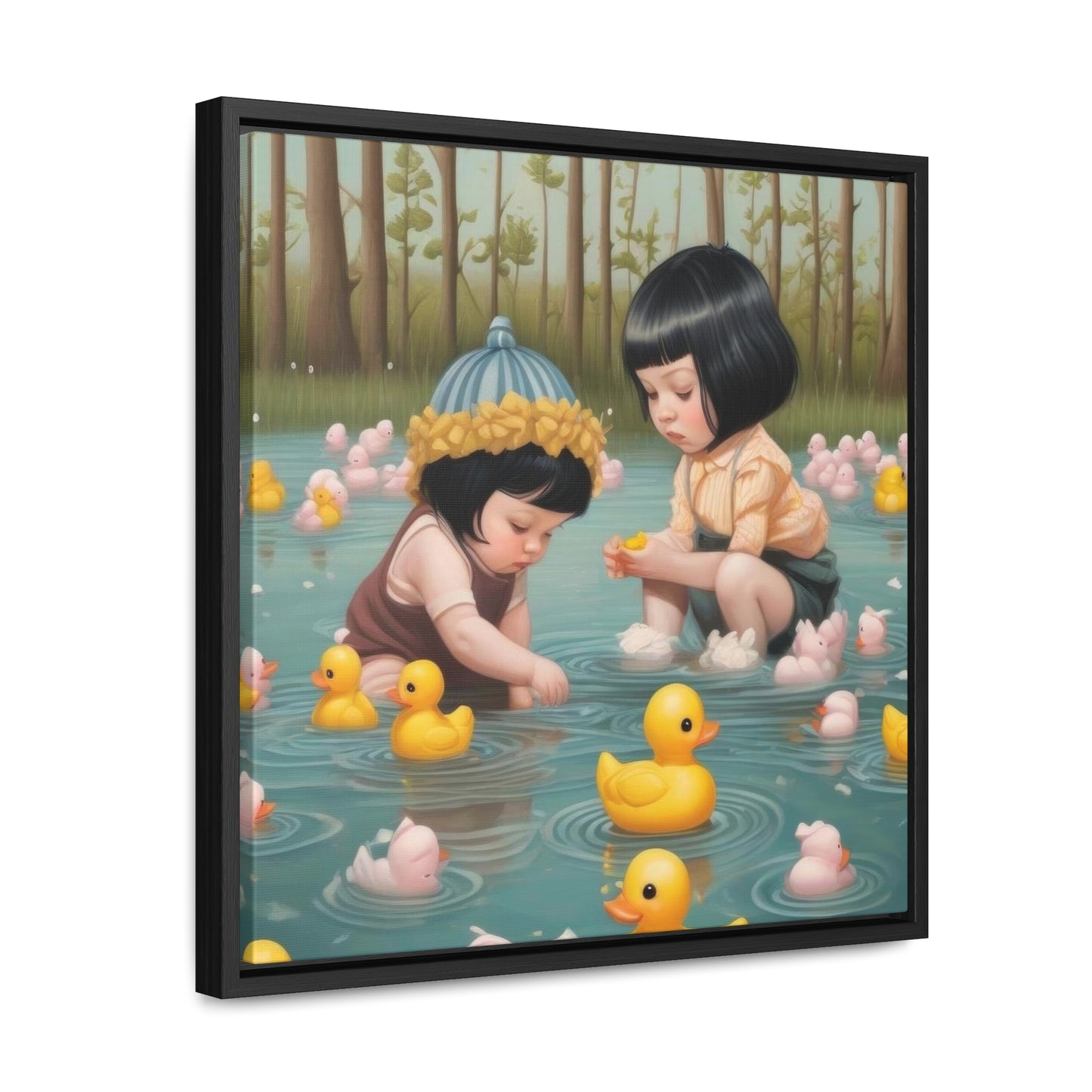 Two kids and Rubber Duckies (Gallery Canvas Wraps, Square Frame)