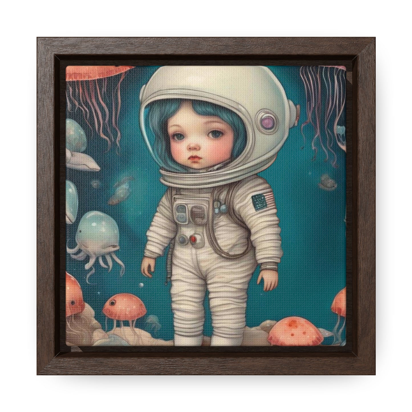 Girl in a celestial sea space (Gallery Canvas Wraps, Square Frame)