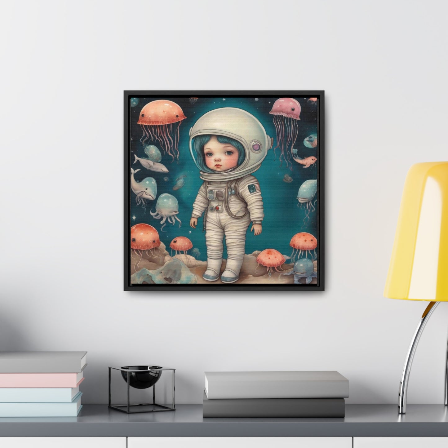 Girl in a celestial sea space (Gallery Canvas Wraps, Square Frame)