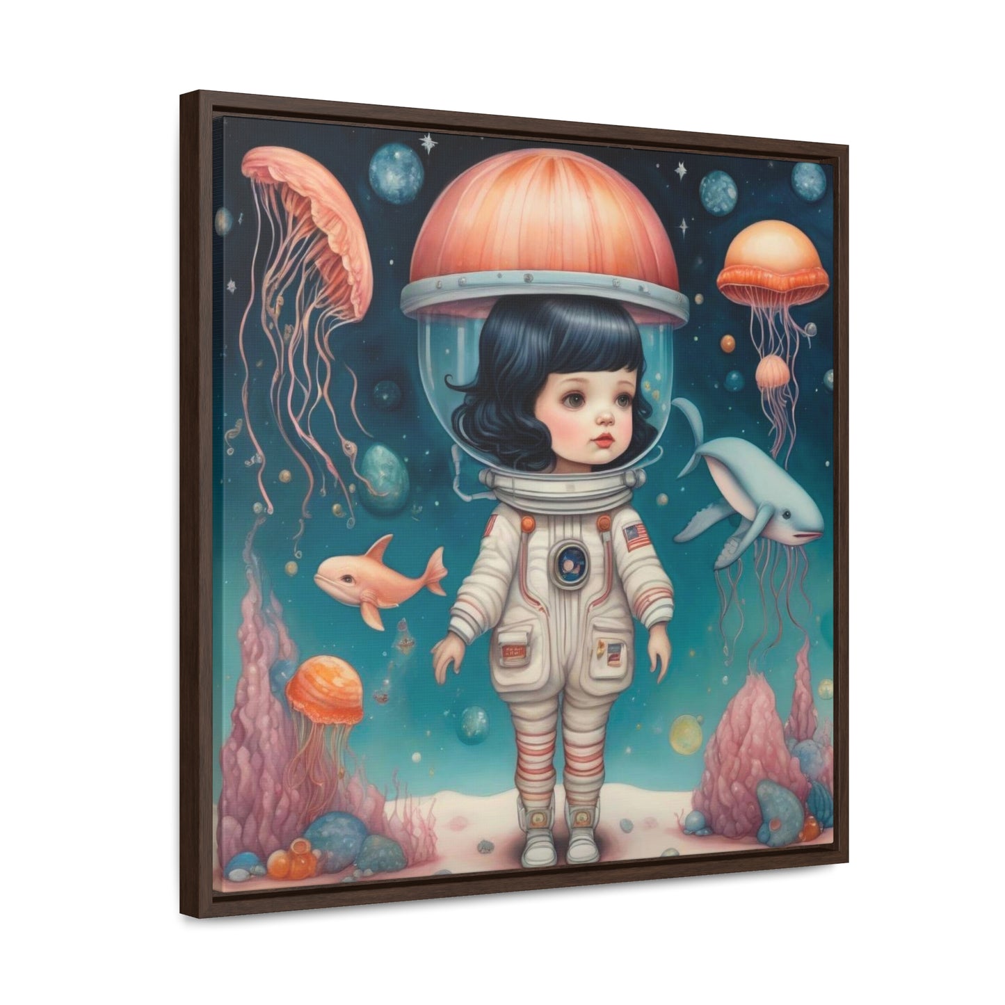 Jelly Space Suit in the Ocean (Gallery Canvas Wraps, Square Frame)