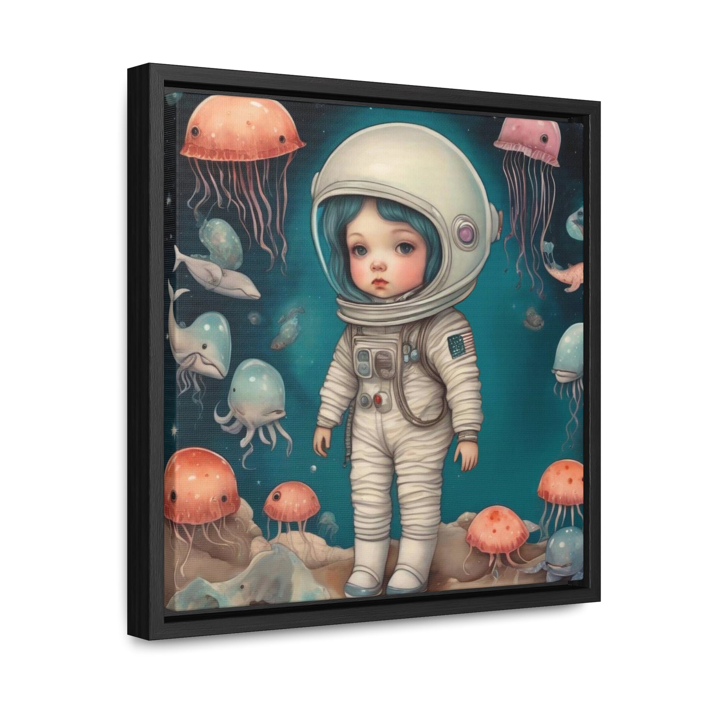 Girl in a celestial sea space (Gallery Canvas Wraps, Square Frame)