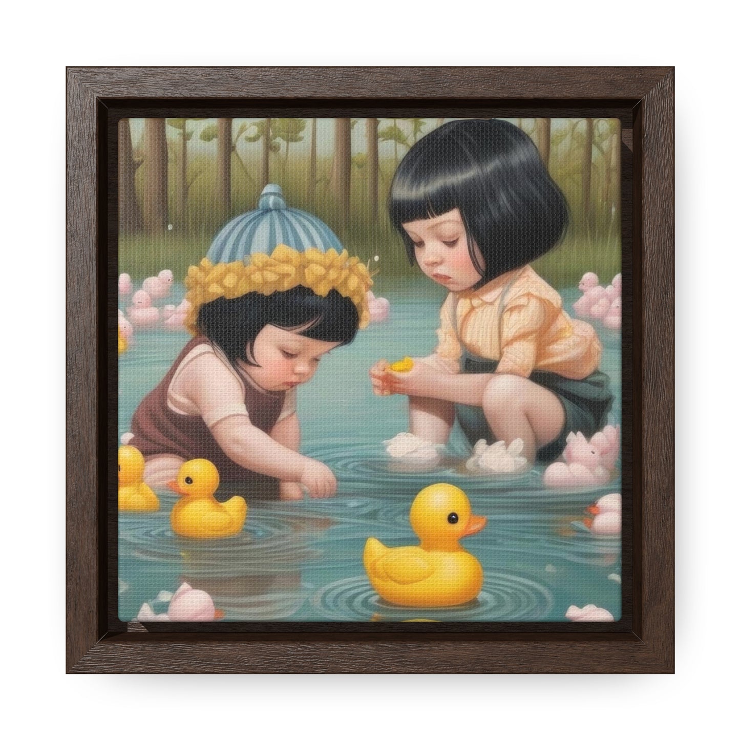 Two kids and Rubber Duckies (Gallery Canvas Wraps, Square Frame)